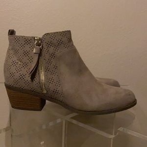 Taupe faux suede booties size 8 worn once